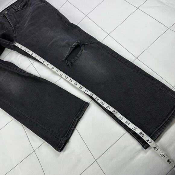 Levi's Jeans Womens 29 Washed Black Wedgie Straight Leg Button Fly Ripped Knee - Picture 12 of 14